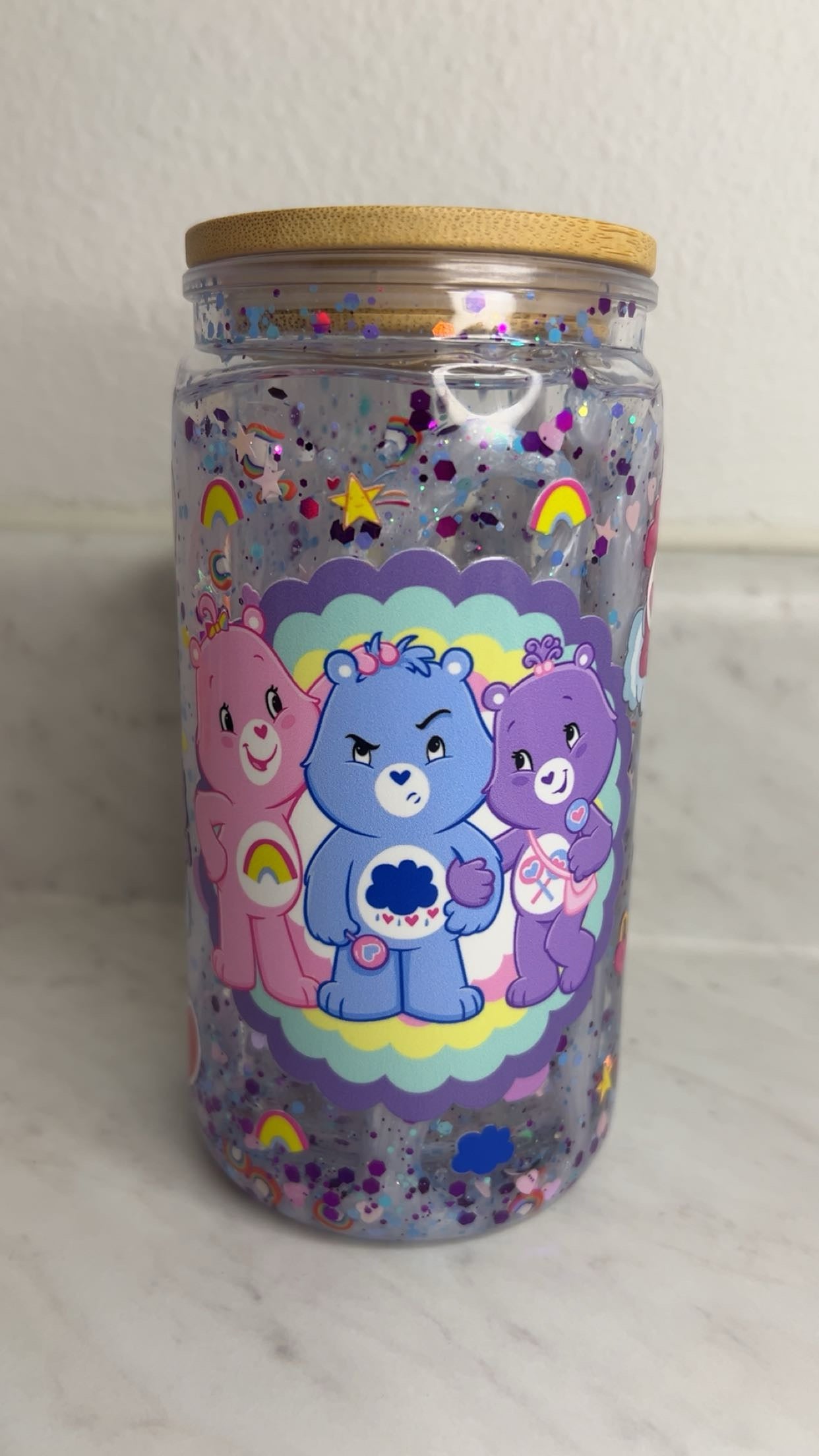 ☁️ Rainbow Dreams Glitter Cup | 16oz Snow Globe