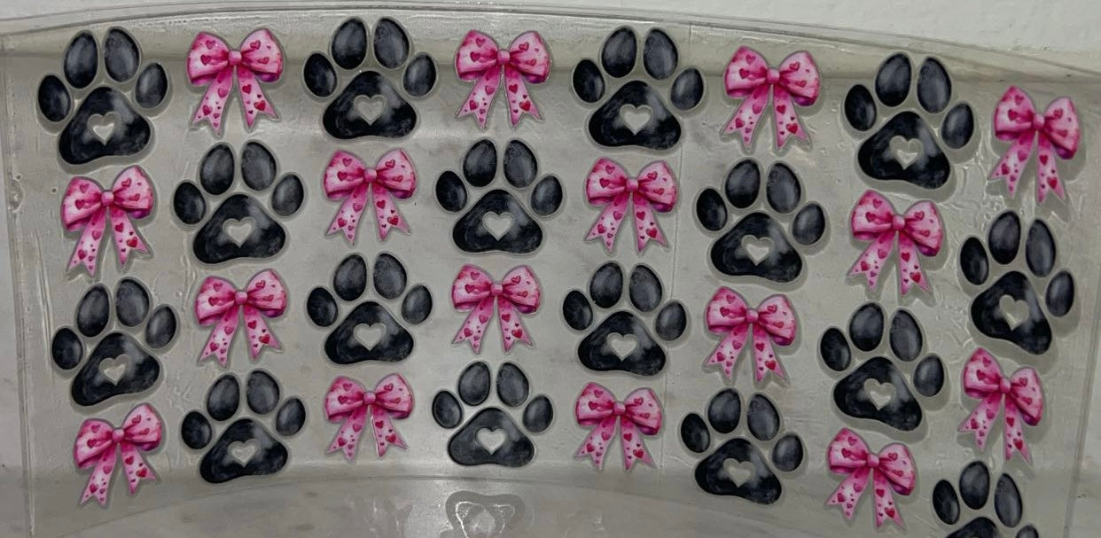 🎀 Pink Bow Paw Print Wrap | 16oz Cup Wrap