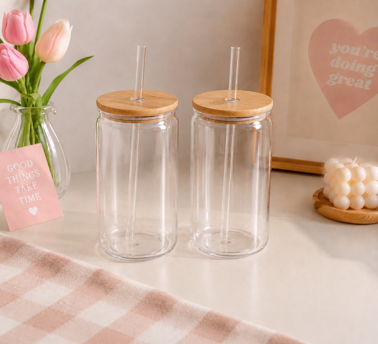 ✨ Custom 16oz Snow Globe Cup w/ Bamboo Lid | Personalized Handmade Tumbler 🎀