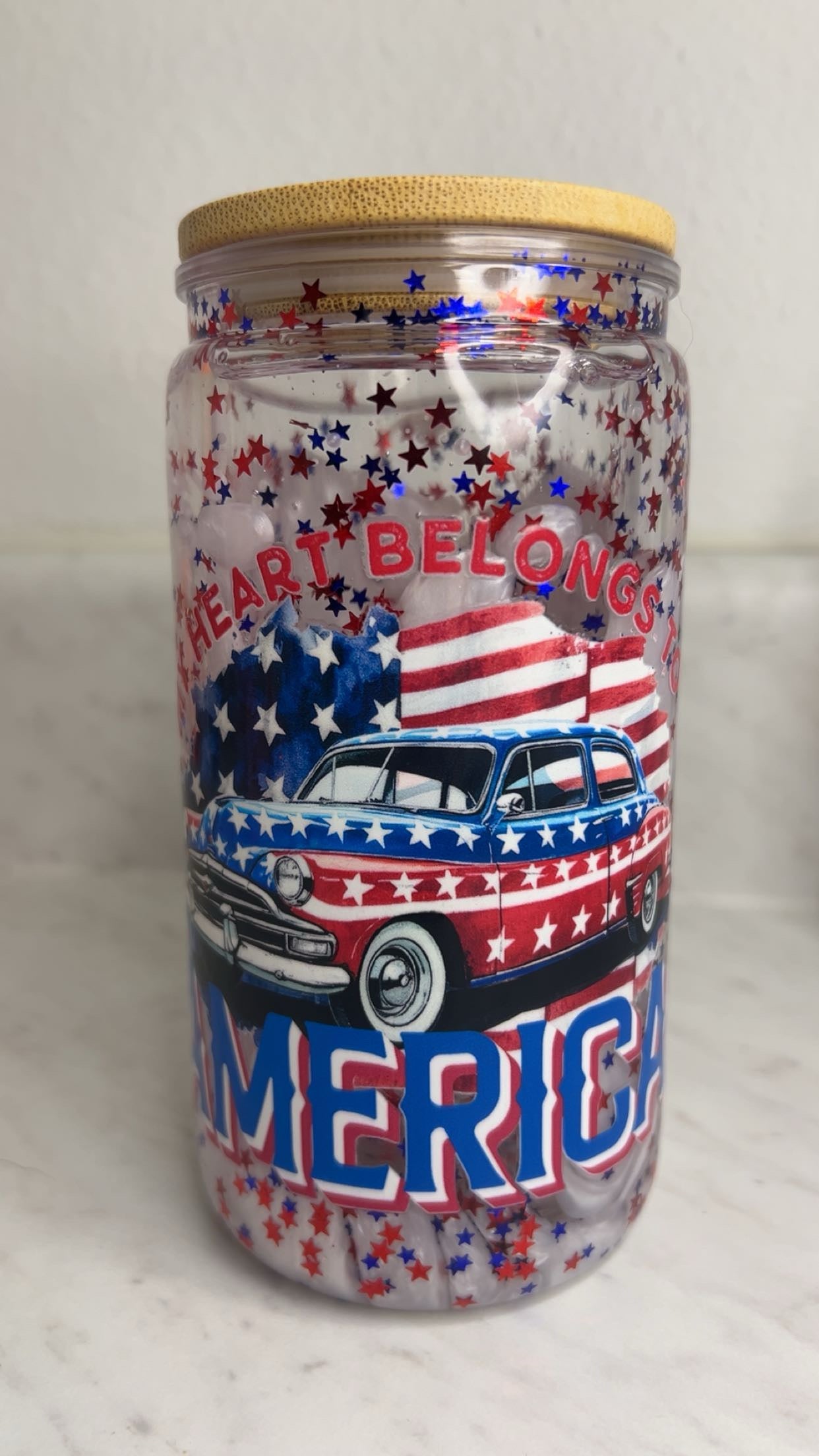 🇺🇸 Heart Belongs to America Glitter Cup | 16oz Snow Globe