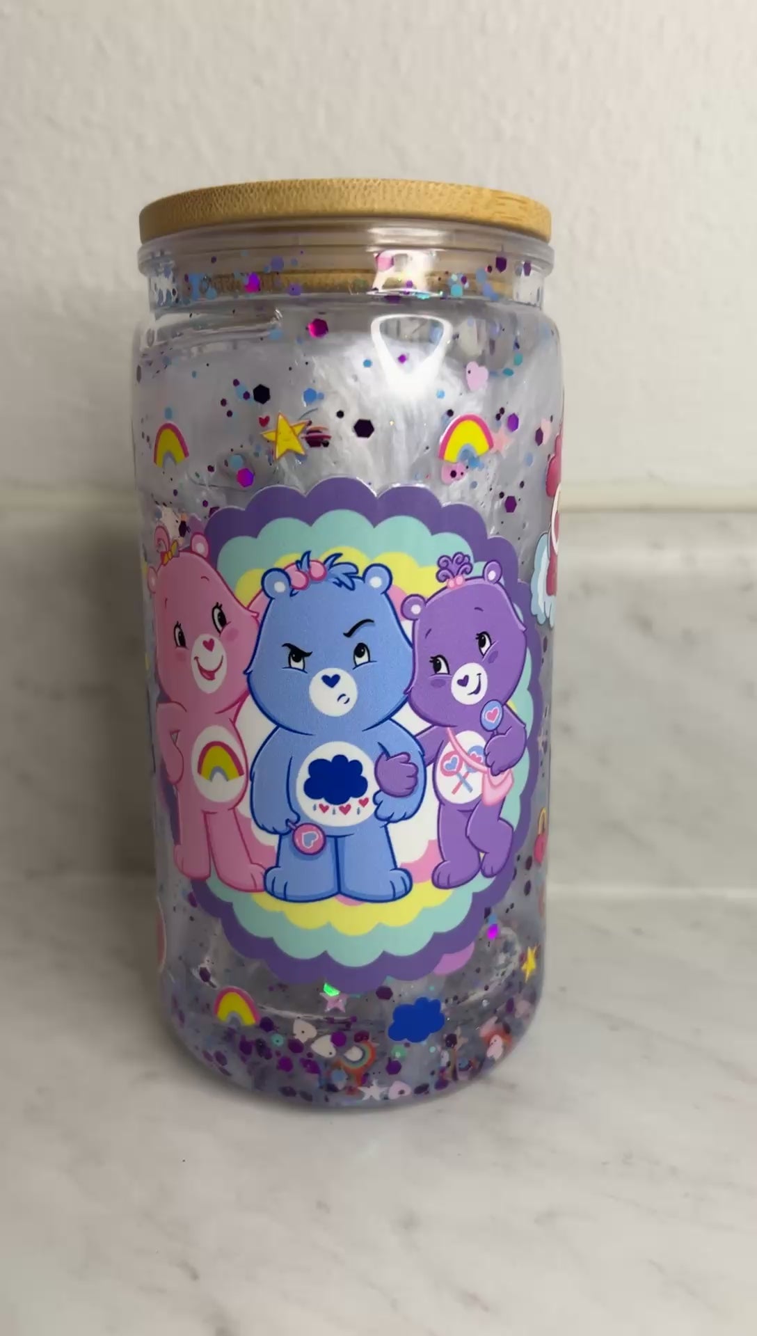 ☁️ Rainbow Dreams Glitter Cup | 16oz Snow Globe