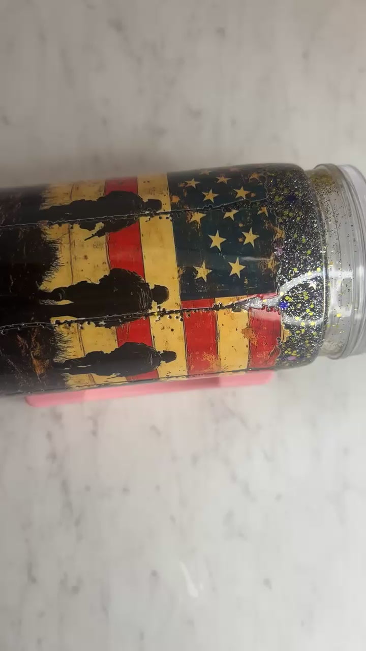 Night Raider | 16oz Military Inspired Glitter Tumbler | Handmade Cup