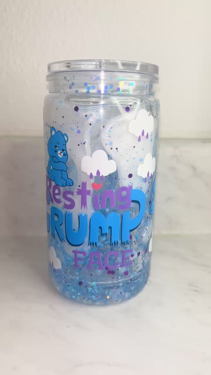 ☔️ Moody Bear Glitter Cup | 16oz Snow Globe