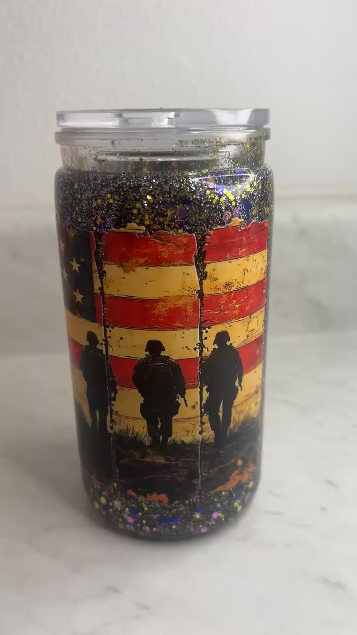 Night Raider | 16oz Military Inspired Glitter Tumbler | Handmade Cup