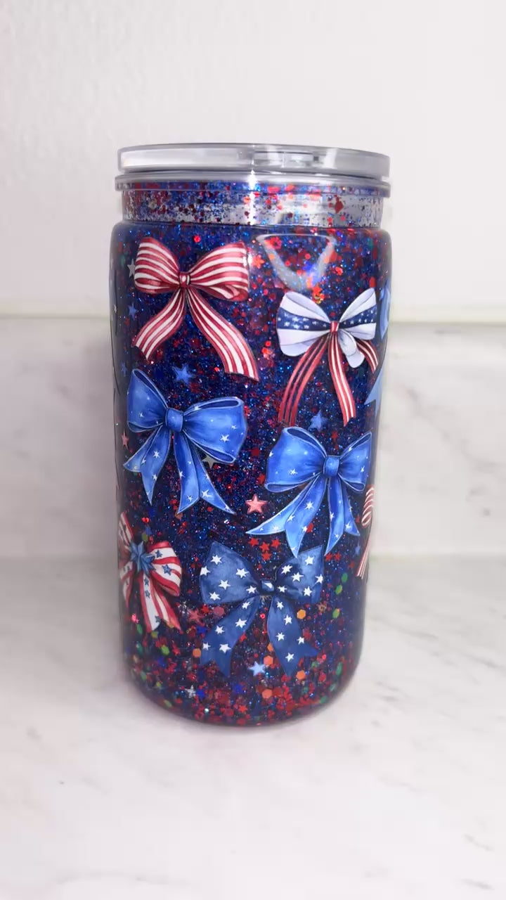 Stars, Stripes & Bows ✨🇺🇸 | 16oz Glitter Tumbler