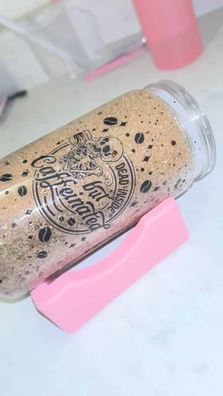 But First, Caffeinated | 16oz Fast Drip Glitter Tumbler | Hidden Paw Cup