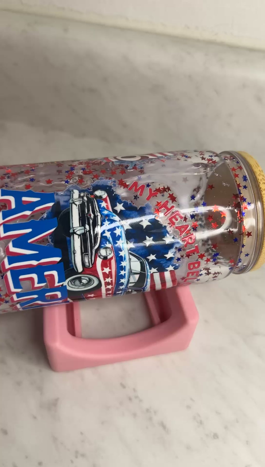 🇺🇸 Heart Belongs to America Glitter Cup | 16oz Snow Globe